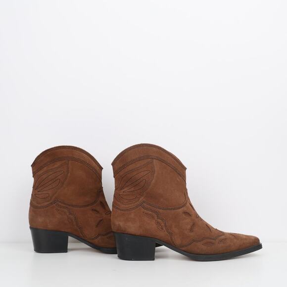 Ganni Suede Ankle Boots Brown - It 37 - Picture 2 of 7
